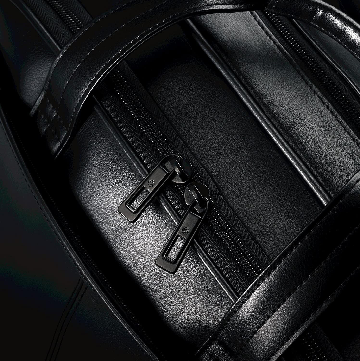 Samsonite Leather Expandable Briefcase, Black, One Size, 17" - Image 4